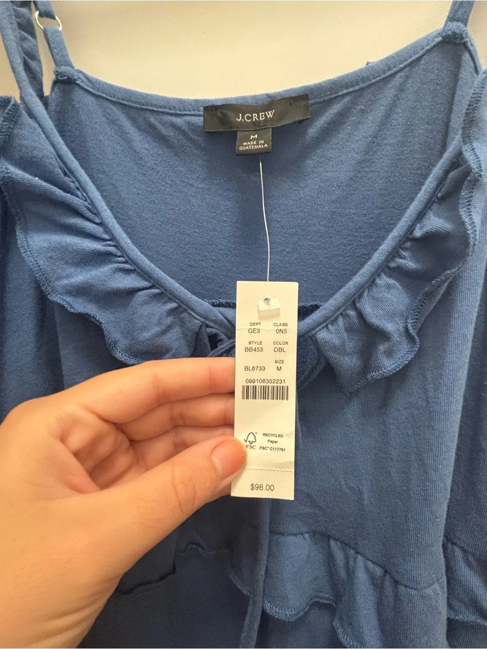 J. Crew Blue Tiered Ruffle Tie-Shoulder Maxi Dress